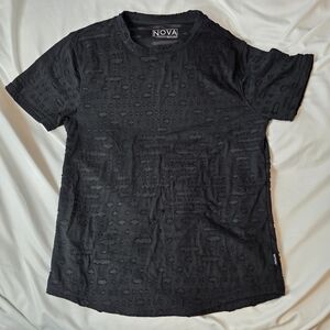 Nova Textured Holes Mens Black Short Sleeve Tee Size Large